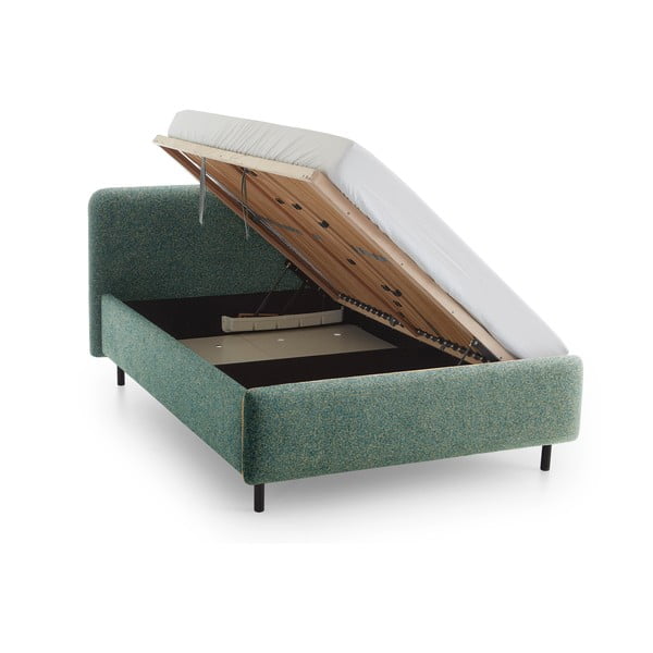 Тъмнозелено двойно легло 180x200 cm тапицирано с място за съхранение с включена подматрачна рамка Primo – Meise Möbel-image-3
