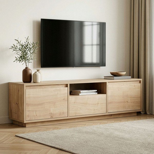 Маса за телевизор от декор от дъб  в естествен цвят 160x42x30 cm Sentinel – Kalune Design-image-1