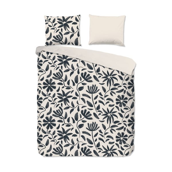 Черно-бежово двойно удължено памучно спално бельо 200x220 cm Emilia – Good Morning