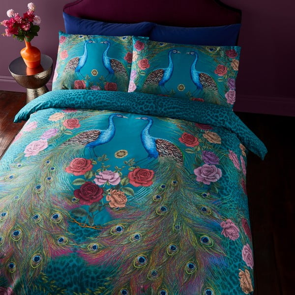 Тюркоазено двойно  спално бельо от памучен сатен 200x200 cm Xanadu Peacock – Matthew Williamson-image-4