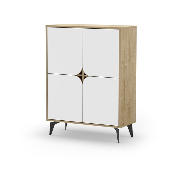 Шкаф в дъбов декор в бял и естествен цвят 90x120 cm Nola - Marckeric-image-3