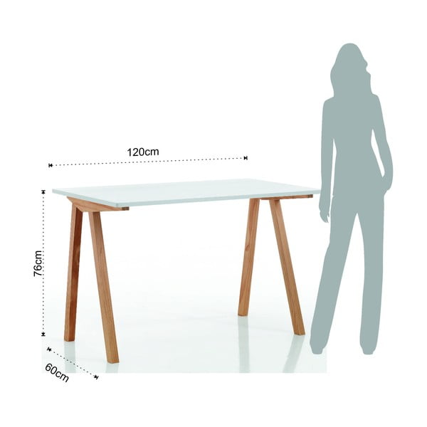 Работна маса с бял плот 60x120 cm Mak - Tomasucci-image-4