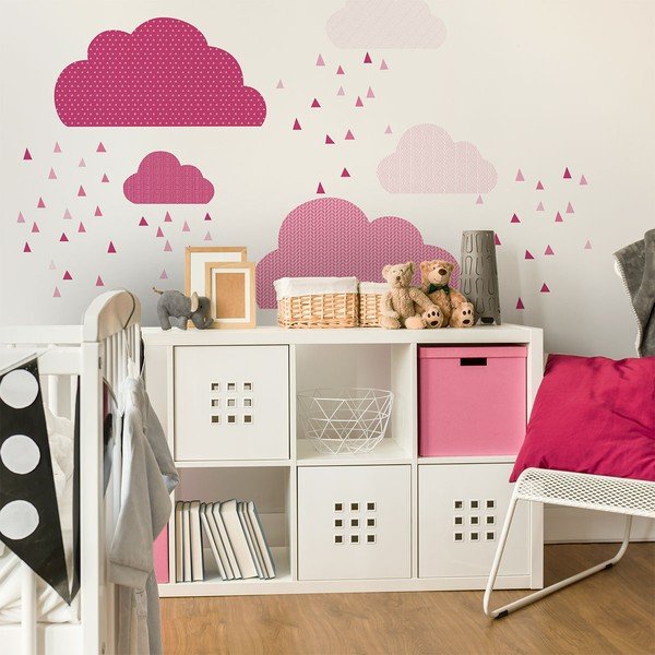 Розов стикер за стена Скандинавски облаци - Ambiance-image-3