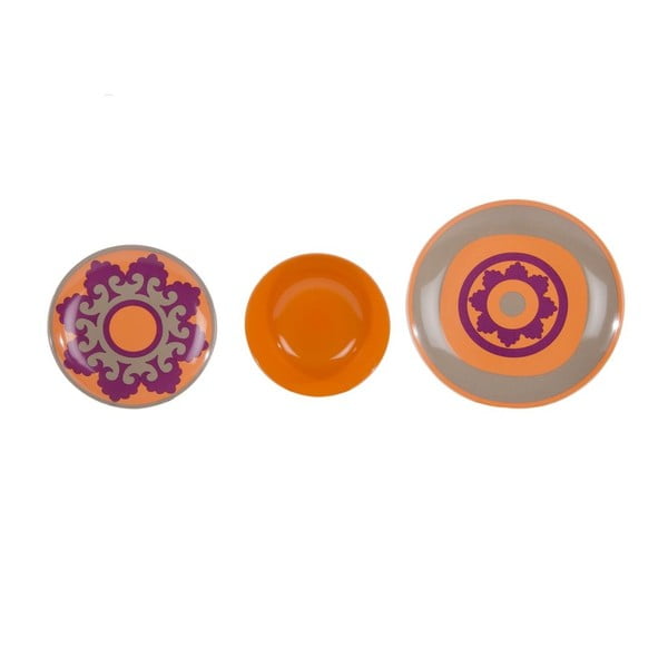 Sada 18 ks keramických talířů Morgana Orange