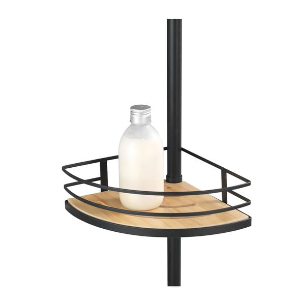 Четириетажен черен ъглов рафт за баня Бамбук - Wenko-image-2