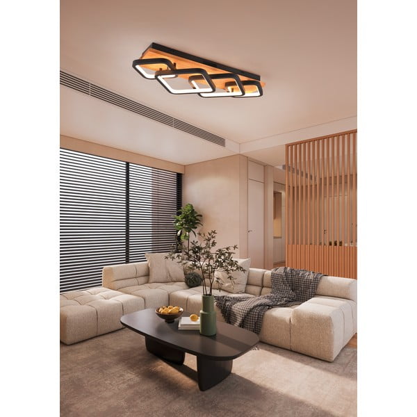 Черно и естествено LED затъмняващо се осветително тяло за таван 32x72 cm Rama – Trio-image-1