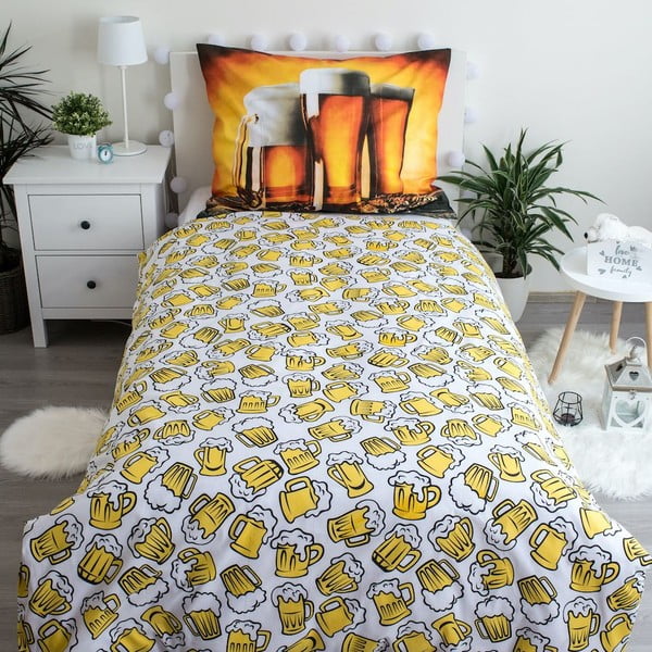 Единично  памучно спално бельо в кехлибарен цвят 140x200 cm Beer – Jerry Fabrics-image-2