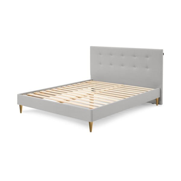 Светлосиво тапицирано двойно легло с решетка 180x200 cm Rory - Bobochic Paris