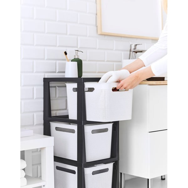 Бял/черен пластмасов подвижен рафт 30x77 cm Brisen - Rotho-image-4