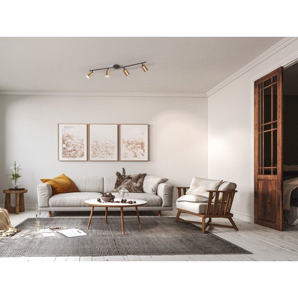 Черно-златисто осветително тяло за таван с метален абажур ø 8 cm Vano – Fischer & Honsel-image-2