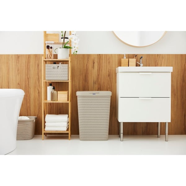 Бежов пластмасов кош за пране 55 л Country - Rotho-image-1