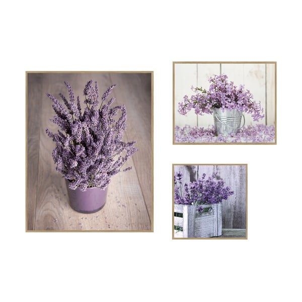 Картини в комплект 3 бр. 40x50 cm Purple Flowers – knor