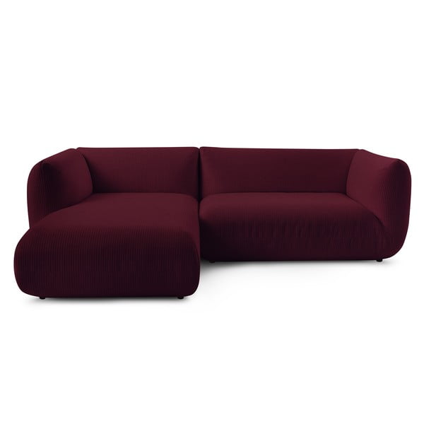 Ъглов диван от велур в цвят бордо (ляв ъгъл) Lecomte - Bobochic Paris