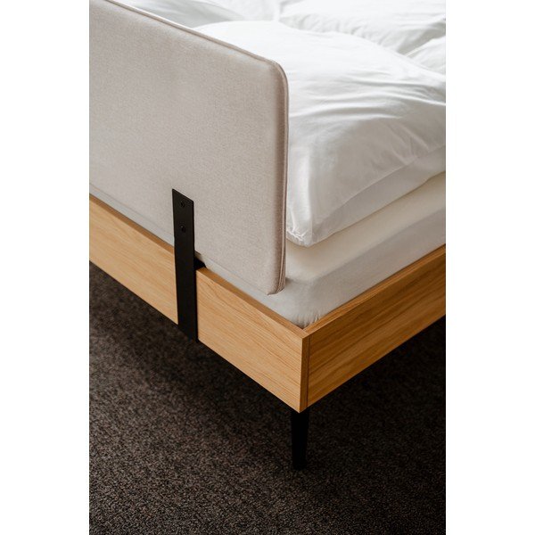 Двойно легло 160x200 cm тапицирано/ПДЧ от декор от дъб  с включена подматрачна рамка в естествен цвят Streiko – noo.ma-image-4