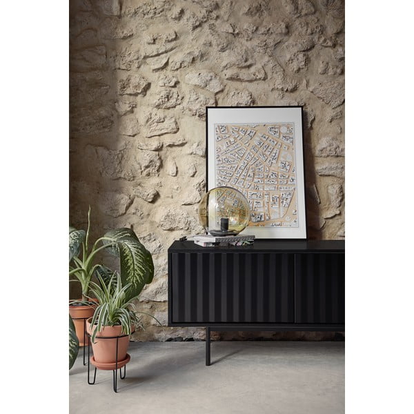 Черна/естествена маса за телевизор от декор от дъб  180x52 cm Sierra – Teulat-image-1