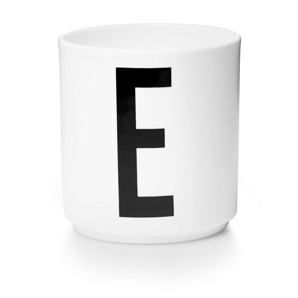 Бяла порцеланова чаша Personal E A-Z - Design Letters