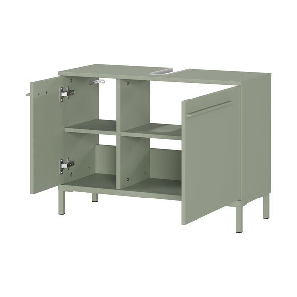 Зелен матов шкаф за мивка 80x59 cm Laurino – Germania-image-3
