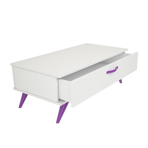 Bílý konferenční stolek s fialovýma nohama Magenta Home Coulour Series