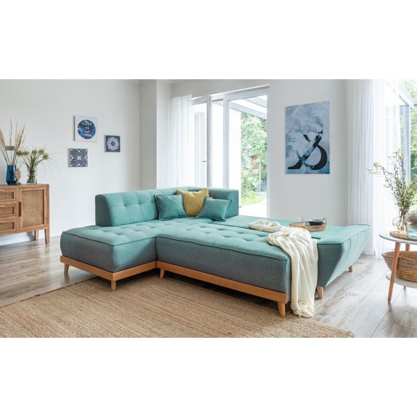 Тюркоаз разтегателен ъглов диван (ляв ъгъл) Dazzling Daisy – Miuform-image-4