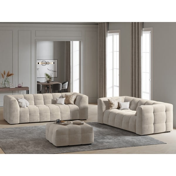 Бежов кадифен диван , 208 см Vesta - Windsor & Co Sofas-image-1