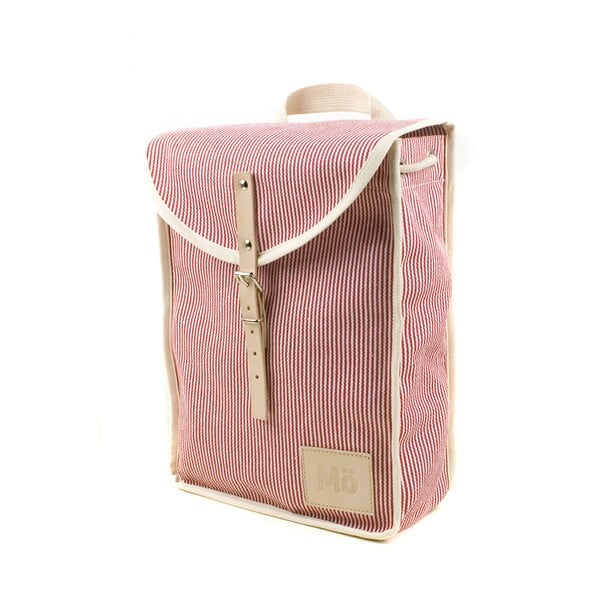 Červenobílý batoh s béžovým detailem  Mödernaked Red Stripe Heap-image-1