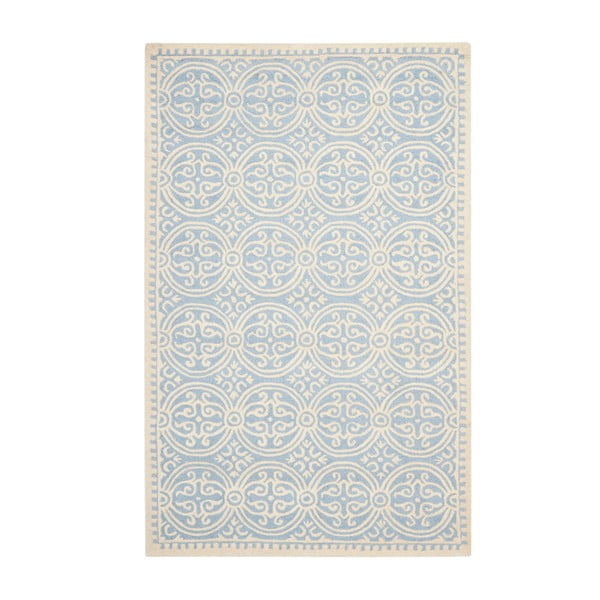 Světle modrý vlněný koberec Safavieh Marina, 243 x 152 cm