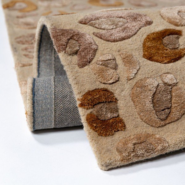 Ръчно изработен килим със смес от вълна в естествен цвят 160x230 cm Leopard Frame – Flair Rugs-image-4