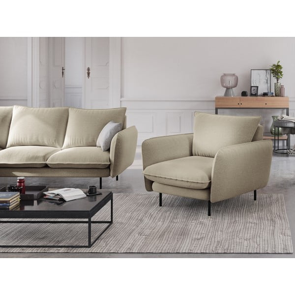 Кресло от бежово кадифе Vienna - Cosmopolitan Design-image-1