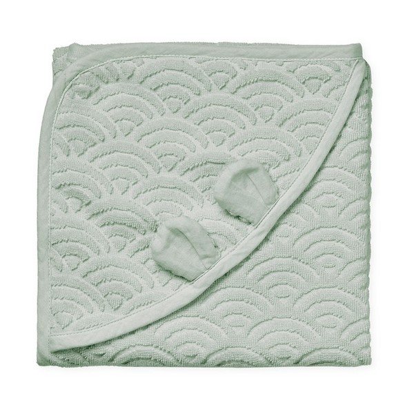 Детска хавлия с качулка от органичен памук в цвят мента 80x80 cm Dusty Green – Cam Cam Copenhagen