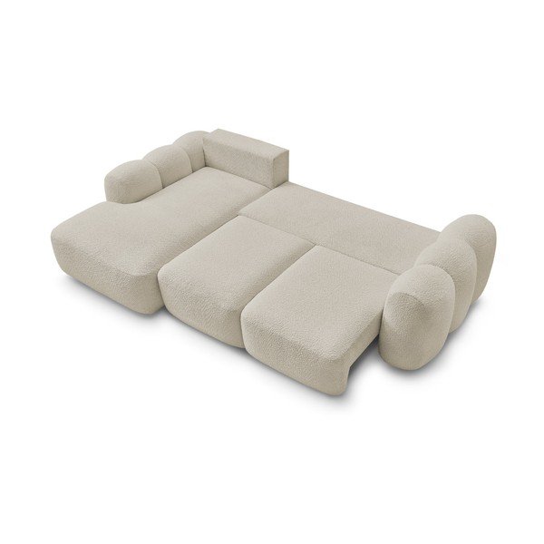 Бежов сгъваем/с място за съхранение ъглов диван от прежда с примки от букле (ляв ъгъл) Montaigne – Bobochic Paris-image-4