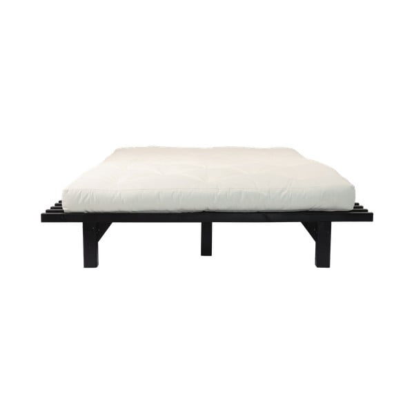 Variabilní dvoulůžková postel z borovicového dřeva s matrací Karup Design Blues Comfort Mat Black/Natural, 180 x 200 cm