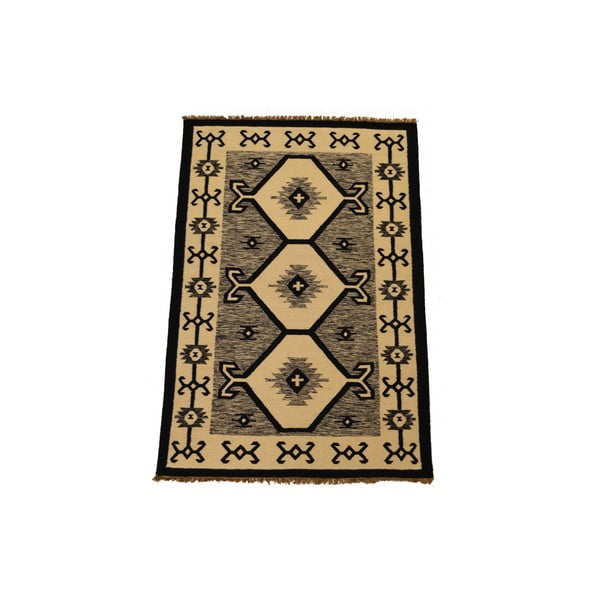 Ručně tkaný koberec Black and White Indian, 120x180 cm