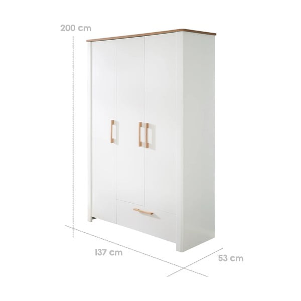Бял детски гардероб 139x200 cm Ava - Roba-image-3