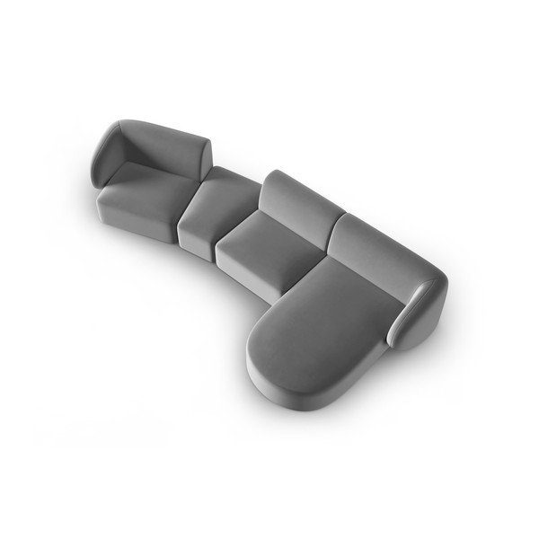 Сив кадифен ъглов диван (десен ъгъл) Paolo – Milo Casa-image-1