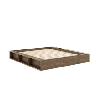 Кафяво борово двойно легло с решетка 160x200 cm Ziggy - Karup Design