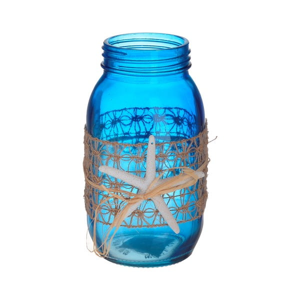 Синя ваза от морско стъкло, ⌀ 10 cm - InArt