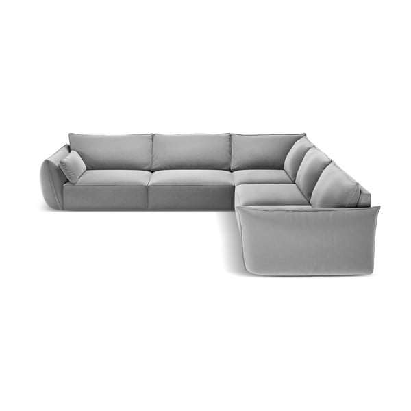 Светлосив кадифен ъглов диван Vanda – Mazzini Sofas