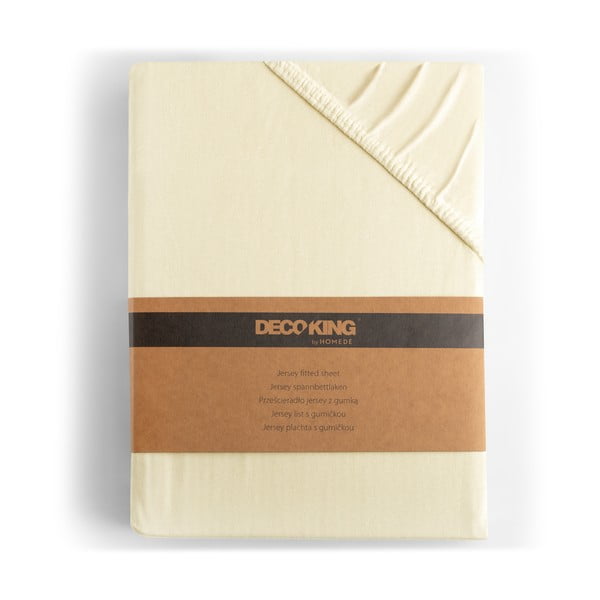Кремав еластичен чаршаф от джърси 220x200 cm Amber – Restilo-image-4
