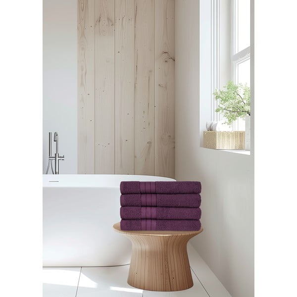 Бордо памучни кърпи в комплект от 4 бр. от тери 50x100 cm – Good Morning-image-2