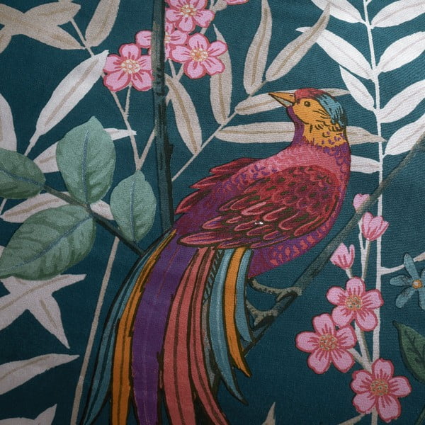 Тъмнозелено двойно удължено спално бельо 230x220 cm Tropical Floral Birds – Catherine Lansfield-image-4