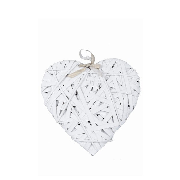 Бяла декорация за окачване във формата на сърце, дължина 41 cm - Ego Dekor