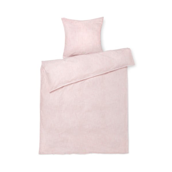 Бял и розов чаршаф от органичен памук за единично легло 140x220 cm Monochrome Lines - JUNA