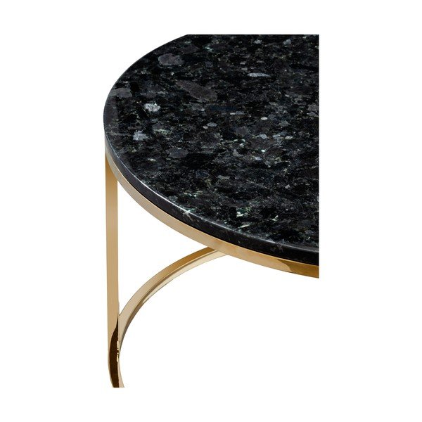 Масичка за кафе от черен гранит с основа в златисто , ⌀ 85 cm Crystal - RGE-image-3