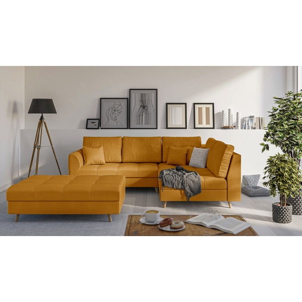 Табуретка за крака в цвят горчица Ariella - Ropez-image-1