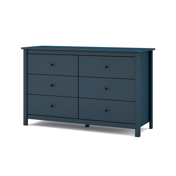 Тъмносин нисък скрин от бор 130x80 cm Misti - Marckeric-image-2