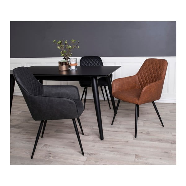 Кафяви тапицирани трапезни столове в комплект с подлакътници 2 бр. Harbo – House Nordic-image-2