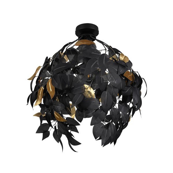 Матово черно метално осветително тяло за таван с пластмасов абажур ø 38 cm Leavy – Reality