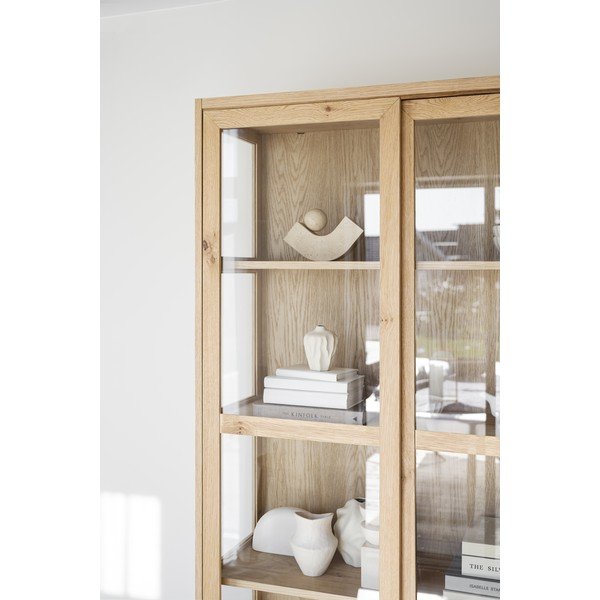 Витрина от декор от дъб  с плъзгащи се врати в естествен цвят 100x203 cm Hazelton – Rowico-image-1