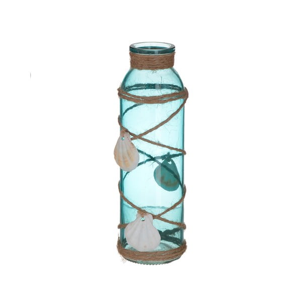 Синя декоративна стъклена бутилка с морски раковини, ⌀ 6 cm - InArt