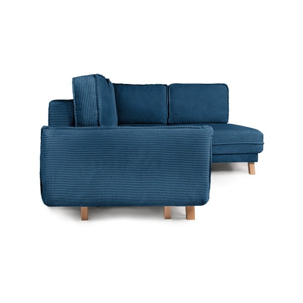 Син сгъваем ъглов диван от рипсено кадифе (десен ъгъл) Tori – Bonami Selection-image-3